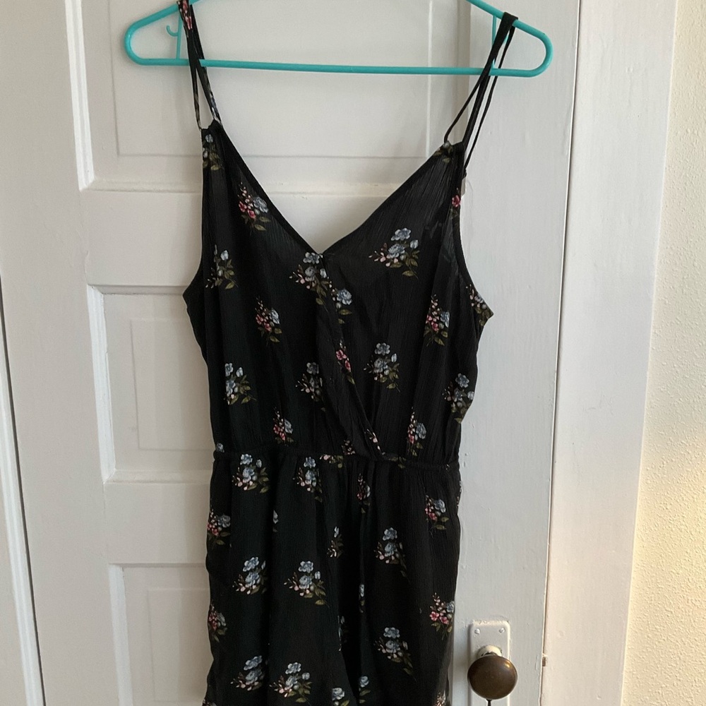 Floral Black Sleeveless Romper